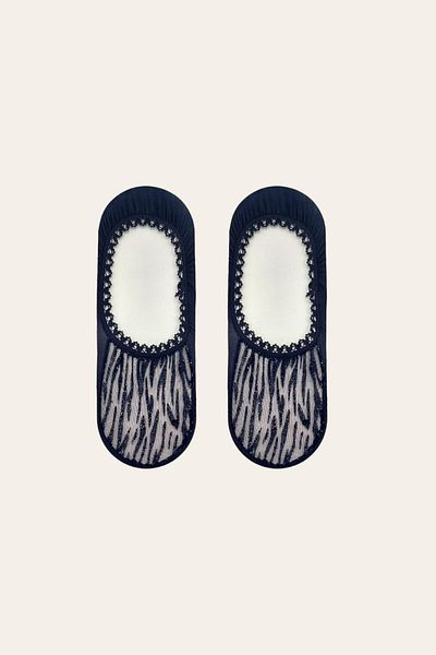 Ollero 2 Pairs of Women's Tulle Patterned Ballerina Socks Black