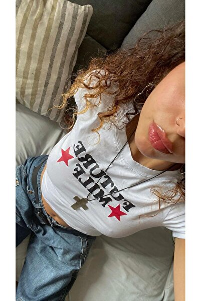 DEEFWEAR Y2k Future Mılf Baskılı Crop Top