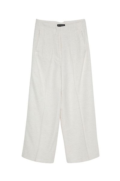Quzu Linen Trousers - Bone with Clamp Detail