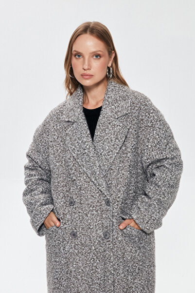 Quzu Melted Oversize Coat Anthracite