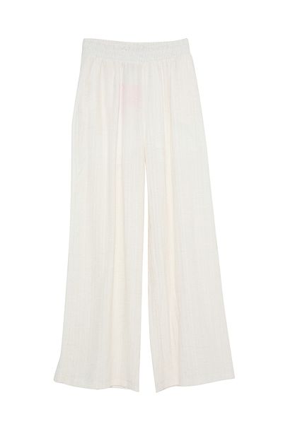 Quzu High Waist Trousers Natural with Elastic Waist