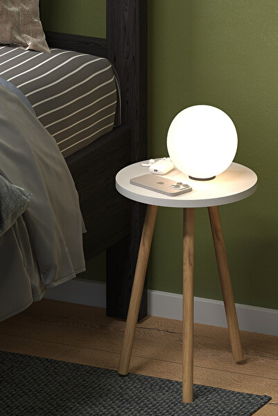 Monte Sehpa Roma Yan Sehpa Beyaz Natural