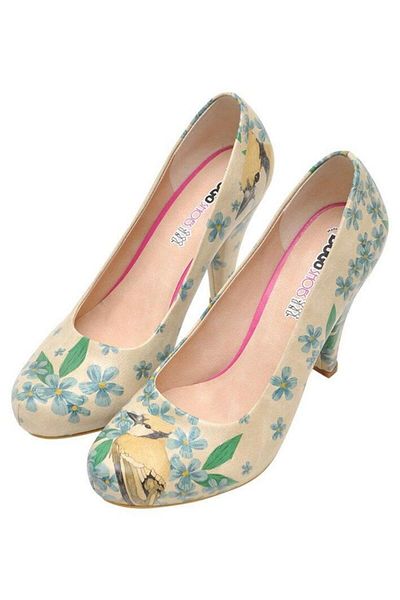 Dogo Pantofi cu toc bej din piele vegană de damă - Design natural