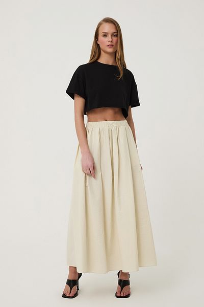 Quzu Voluminous Skirt with Pocket Detail Stone