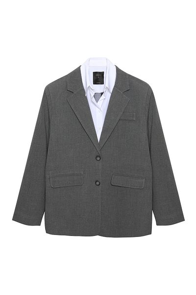 Quzu Jachetă blazer cu imprimeu la spate, gri