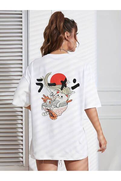 GALASHOP تي شيرت مطبوع عليه رسوم كارتونية من Noodles Cat Kawaii