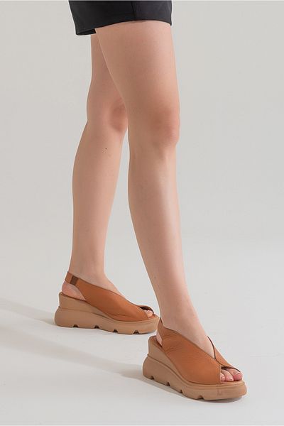 PASSAGE SHOES Γυναικεία πέδιλα με γνήσιο δέρμα με σφήνα τακούνια 6202