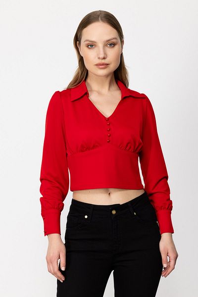 Ekol Bluză crop cu guler de cămașă