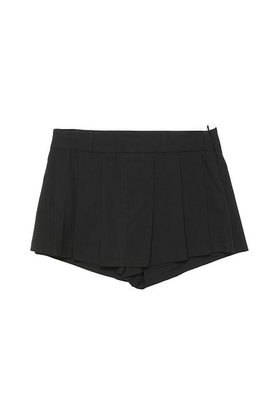 Quzu Boxer Detailed Pleated Shorts Skirt Black