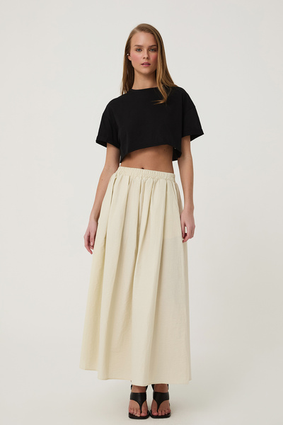 Quzu Voluminous Skirt with Pocket Detail Stone