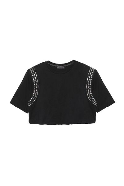 Quzu Trok Αξεσουάρ με επένδυση Crop T-shirt Μαύρο
