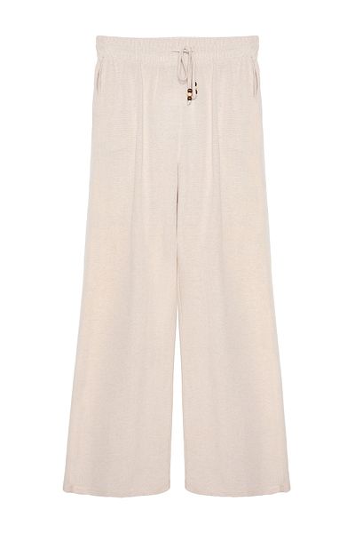 Quzu Elastic Waist Linen Trousers Natural