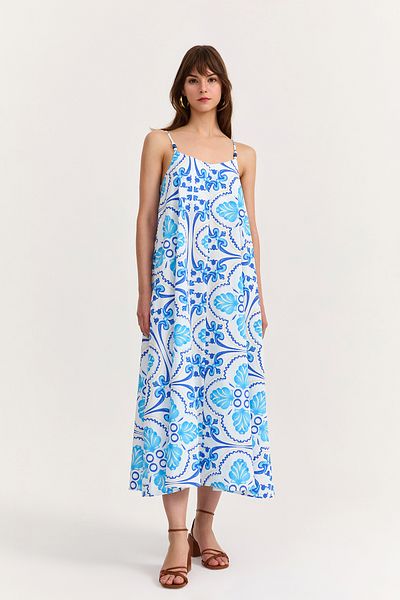 Quzu Rochie cu bretele cu modele colorate Albastru