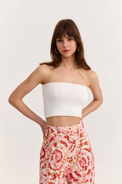 Quzu Basic Bustier Blouse Ecru