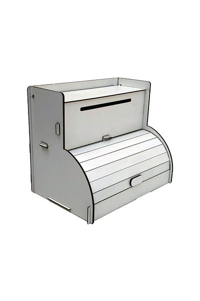 dehaberk White Wooden Bread Box - Bread Storage Cabinet with Lid, Bread Box