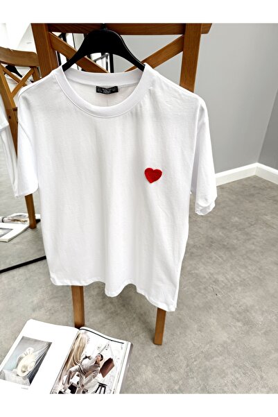 ESRAHELVACI White Heart Oversize T-shirt