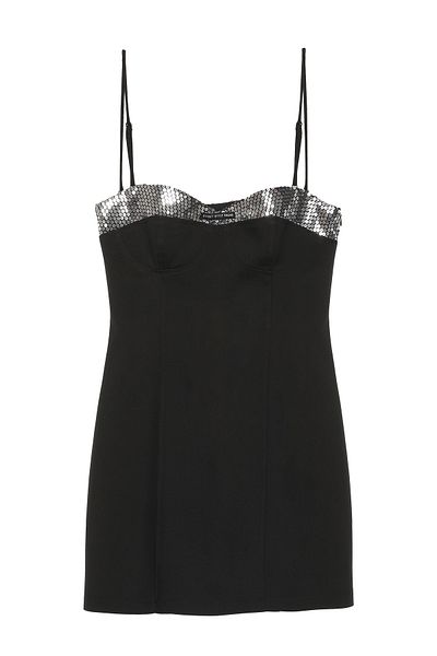 Quzu Sequin Detailed Strappy Mini Dress Black