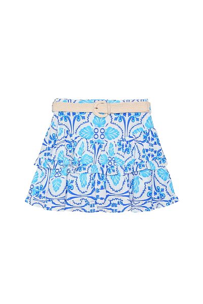 Quzu Flywheel Detailed Belted Mini Skirt Blue