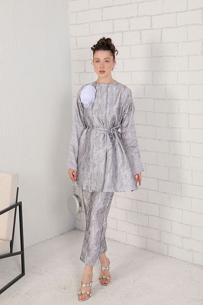 Melike Tatar SILVER Jacquard Suit 32-3034