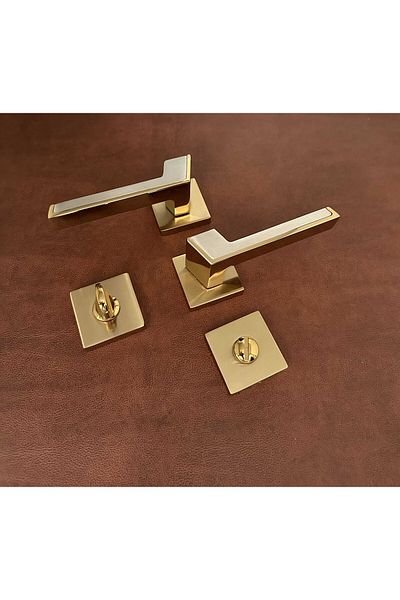 KOLDOOR Albatros Volvo Inox Gold Square Badge Wc Bathroom Door Handle 1 Set