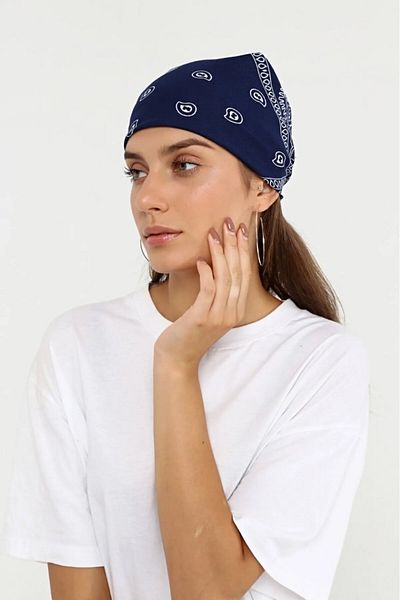 Herşey Nota وشاح بنمط عرقي 100% قطن للجنسين أزرق داكن