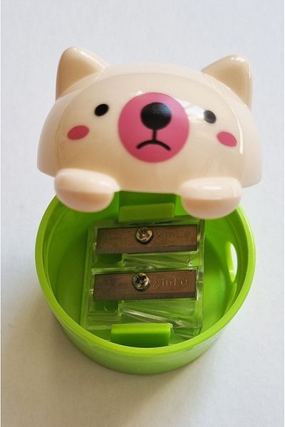 Modellino Top Opening Lid Teddy Bear Shaped 2-Piece Pencil Sharpener - 1 Piece with Color Options