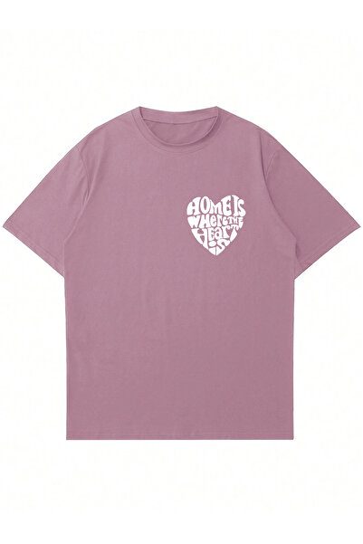 Ginevra Unisex okrugla kragna Dom gde je srce Štampano Oversize kroj T-shirt