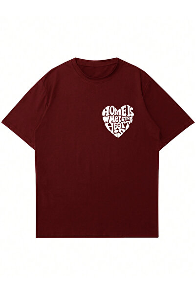 Ginevra Unisex okrugla kragna Dom gde je srce Štampano Oversize kroj T-shirt