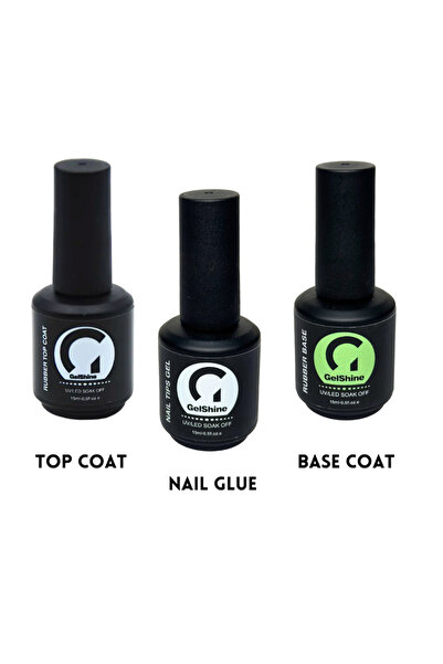 Gelshine Rubber Base Coat, Tips Gel Ve Top Coat Seti 15ml hema free