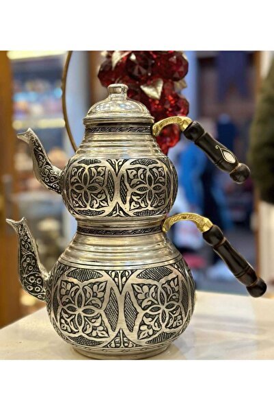 Yıldız çelik Bakır el işlemeli oyma kalın büyük çaydanlık 3 litre