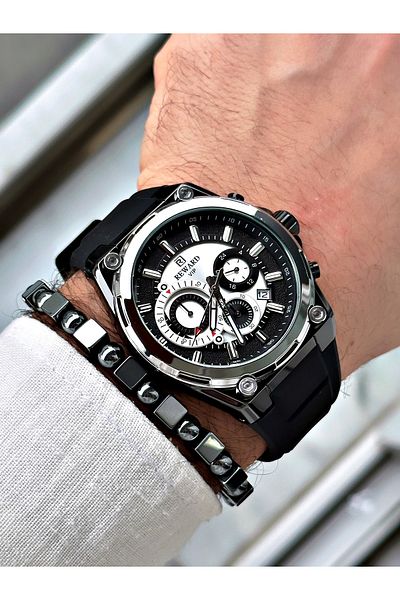 Reward Black Silicone Men's Wristwatch - Stylish Sports String, Bracelet Gift