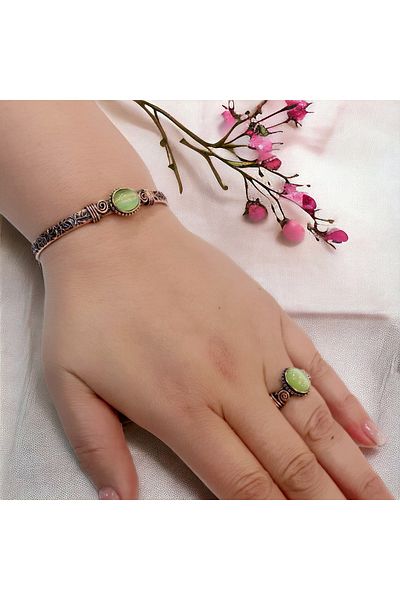 kapris concept Natural Stone Anti-Allergic Bracelet and Ring Set - Pure Copper