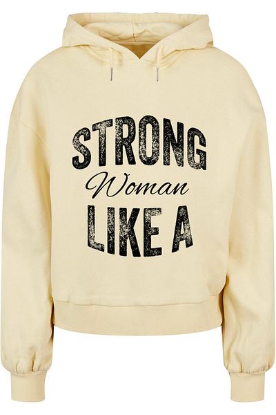 Merchcode Damen Ladies WD - Strong Like A Woman Bio-Übergroßer Kapuzenpullover