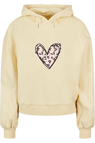 Merchcode Damen Ladies Valentines Day - Leopard Heart Bio-Übergroßer Kapuzenpullover
