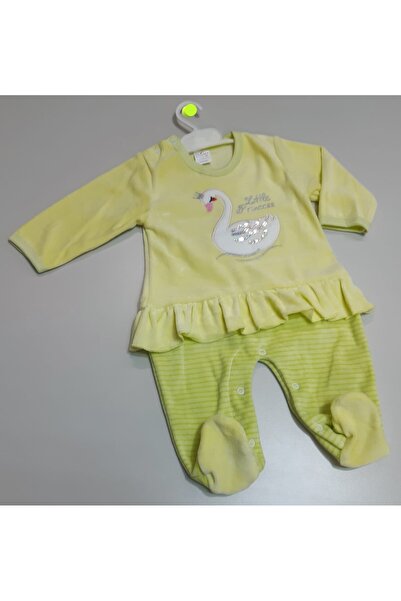 Sönmez Baby PULLU KUĞU DESEN ETEKLİ KADİFE KIŞLIK TULUM KIZ BEBE TAKIM