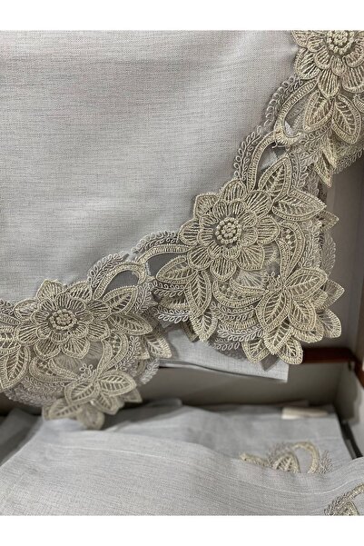 Vinezza Home Collection مجموعة VINEZZA HOME - مجموعة أدوات مائدة فرنسية مكونة من 34 قطعة من الكتان والدانتيل