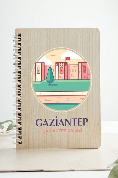 SaltanArt Gaziantep Gaziantep Castle City تصميم غطاء خشبي دفتر ورق الكرافت تصميم خاص هدية