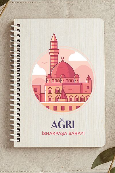 SaltanArt Pain Ishakpasha Palace City Design Coperți din lemn Caiet Hârtie Kraft Design special Cadou