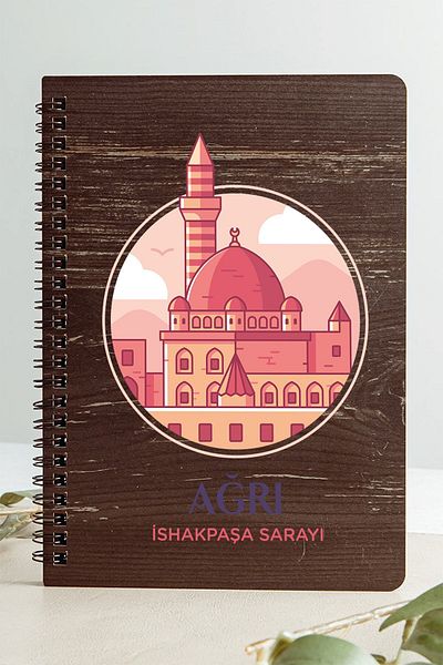 SaltanArt Pain Ishakpasha Palace City Design Coperți din lemn Caiet Hârtie Kraft Design special Cadou