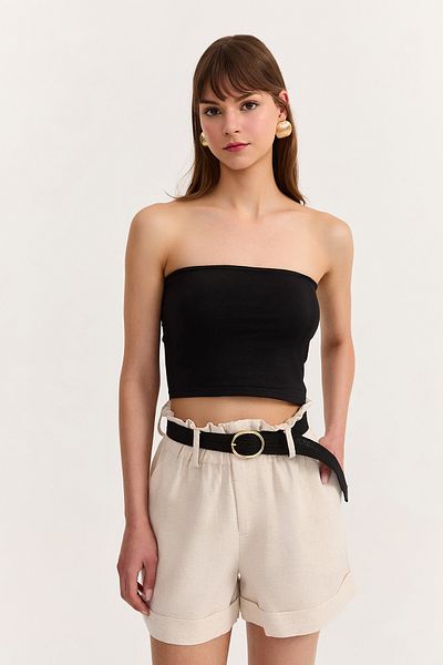 Quzu Basic Bustier Blouse Black
