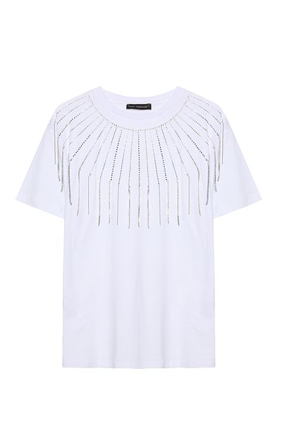 Quzu Tričko Crew Neck s kamennými doplnkami Biele