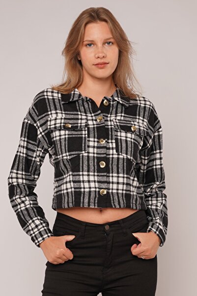 GABRİA Gabria Plaid Crop Shirt