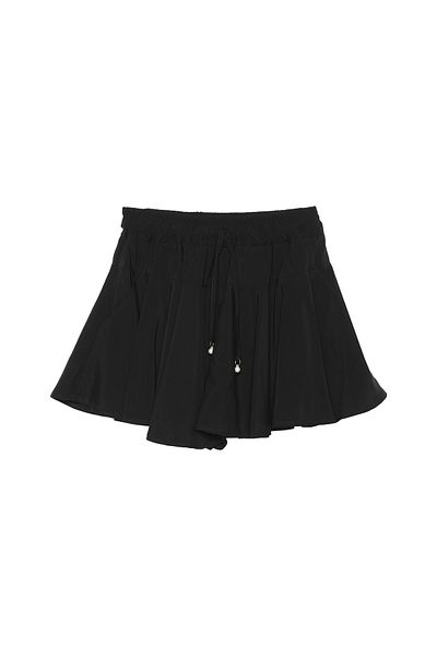 Quzu Fustă mini cu volan cu detaliu cravată și pantaloni scurți în interiorul negru