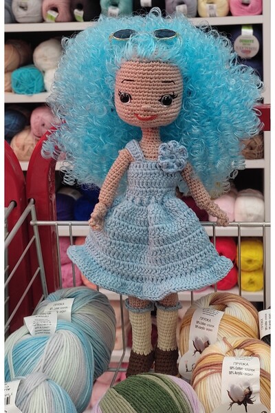 Kevser nur tuhafiye Amigurumi mavi saçlı bebe