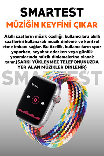 SMARTEST Arama Özellikli Tüm Telefonlarla Uyumlu Yeni Versiyon Akıllı Saat ve Dokunmatik Bluetooth Kulaklık