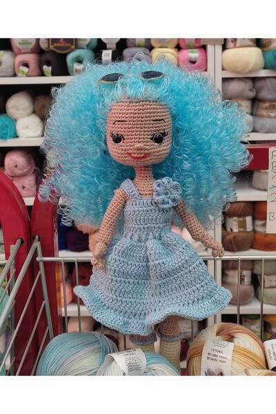 Kevser nur tuhafiye Amigurumi mavi saçlı bebe