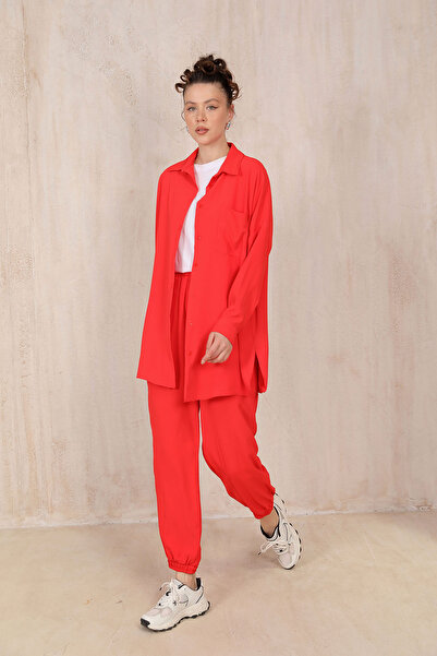 Melike Tatar POMEGRANATE FLOWER Dubai Crepe Shirt Suit 32-6133