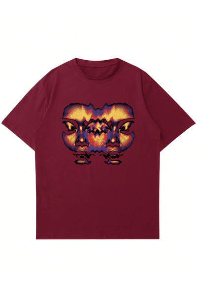 Ginevra Unisex okrugla kragna Dva lica Štampano Oversize kroj T-shirt