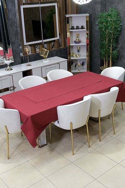 sevilya Dream 8 Piece Table Cloth Set (Salon Table Cloth, Runner, 6-Piece Napkin)