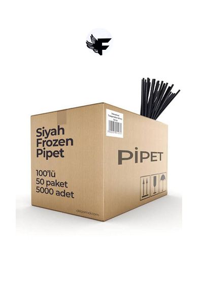 FİGANLAR Black Frozen Straws 100 Pieces 50 Packs 5,000 Pieces a Parcel